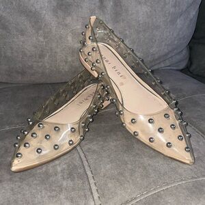 Gianni Bini Studded silver Clear Flats pointed toe